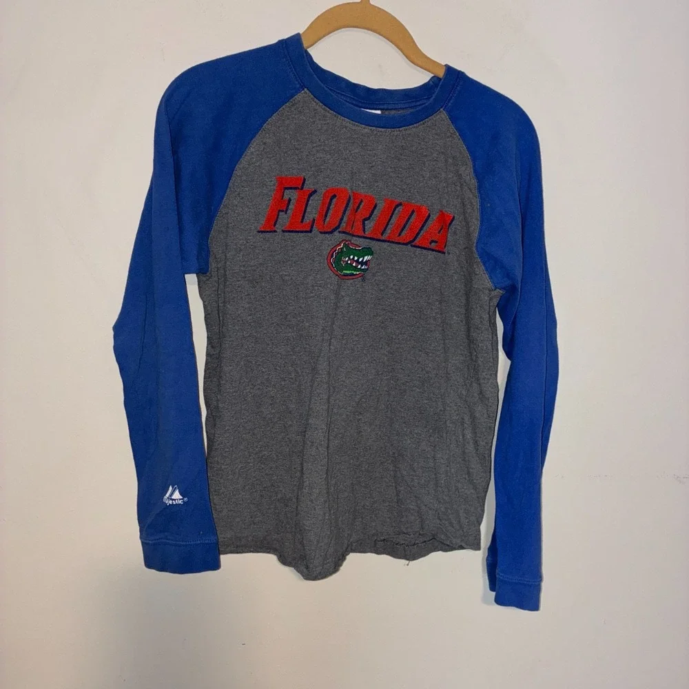Florida Gators Womens Small Long Sleeve Raglan Tee Majestic Gray